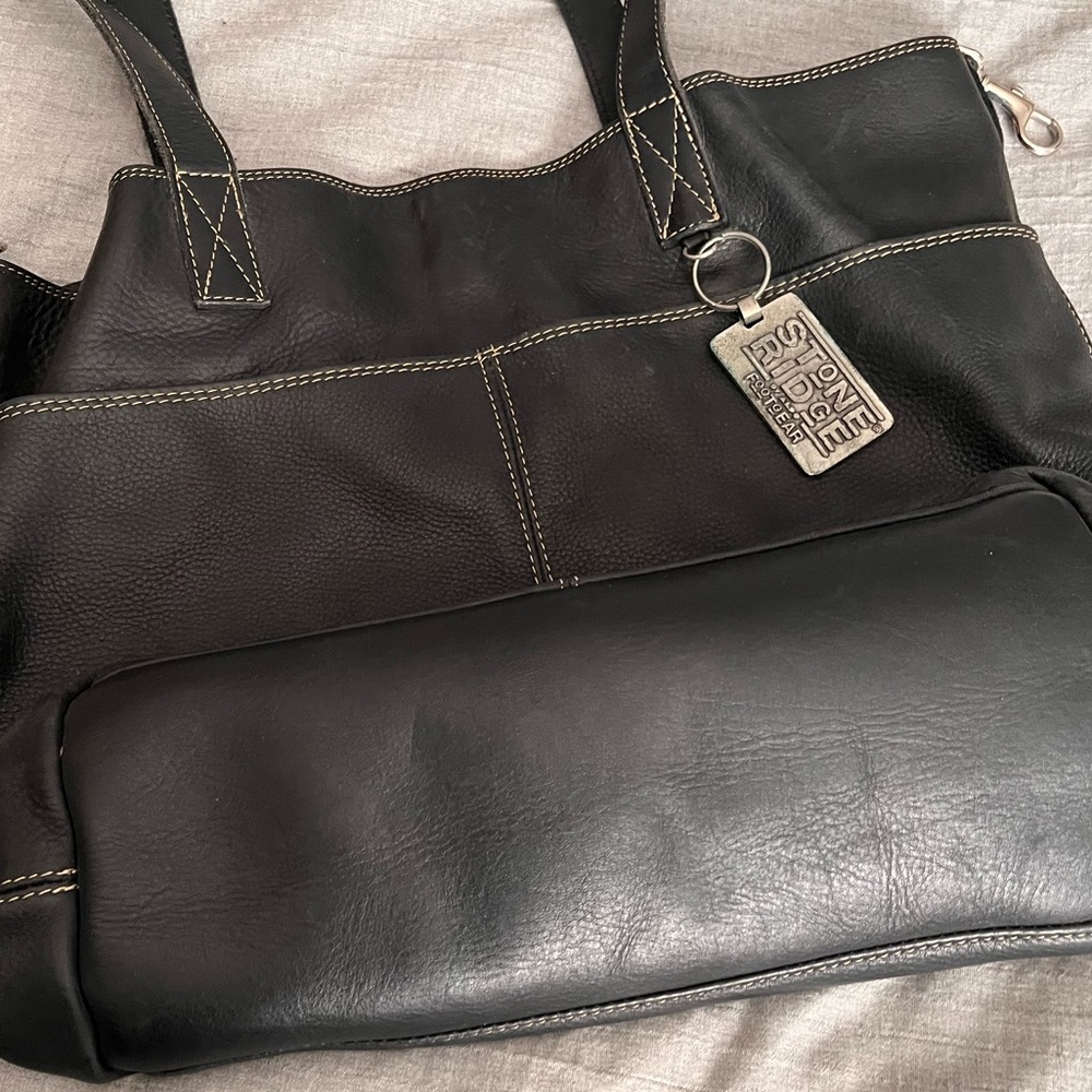 Vintage Stone Ridge leather tote bag